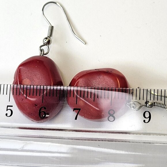 Red Coral Earrings Small Red Earrings Light Red Earrings - Picture 6 of 11